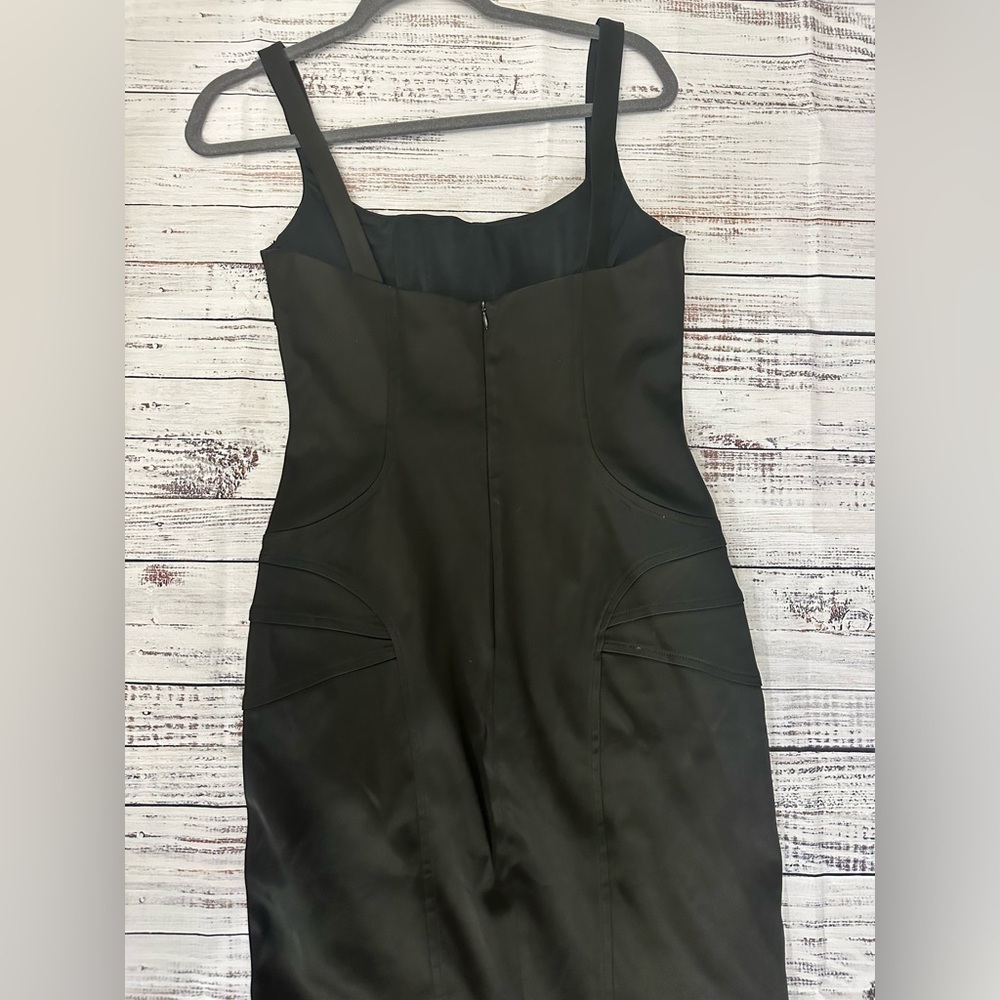 David Meister Elegant Black Evening Satin Dress Sz. 8 - Picture 7 of 10